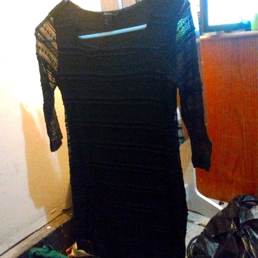 Forever 21 Black Lace Long Sleeve Mini Dress